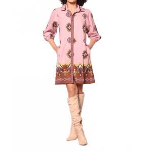 NEW MAUDE floral motifs ava dress in pink multi